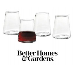 NEW Better Homes & Gardens Clear Flared Stemless Wine Glass, 4 Pack, Stemless Wine Glass - 17 oz