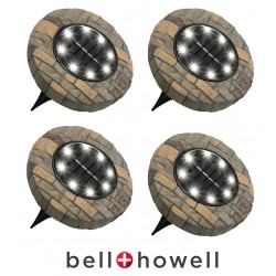 NEW Bell + Howell Stone Disk Lights With Stakes (4-Pack)