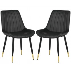 NEW HOMCOM Dining Chairs Set of 2, Modern Kitchen Chair with PU Leather Upholstery and Steel Legs for Living Room, Bedroom, Black