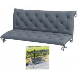 NEW Outsunny 3 Seater Outdoor Seat Pads Bench Swing Chair Replacement Cushions Backrest for Patio Garden, Dark Grey