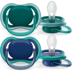 NEW 2/PACK Philips Avent Ultra Air Pacifier 6-18m, Deep Opal/Steel Blue