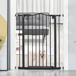 NEW PawHut Extra Tall Dog Gate with Door, Pressure Fit, Auto Close, Double Locking for Doorways Hallways Stairs, 29-32, Black