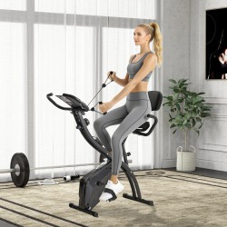NEW Soozier 3 in 1 Folding Exercise Bike, Foldable Stationary Bike with 8-Level Magnetic Resistance, Adjustable Seat, Black