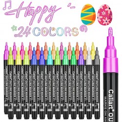 NEW Caliart 24-Color Shimmer Double-Line Drawing Doodle Outline Markers