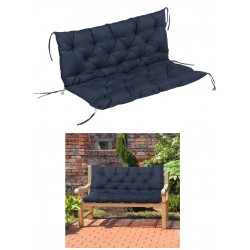 NEW Outsunny 2 Seater Garden Bench Cushion, Thick Outdoor Non-Slip 2 Seater Soft Pad With Backrest for Garden Patio, 52 x 43 x 4, Navy Blue
