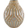 NEW Stone & Beam Modern Ceramic Home Decor Flower Vase With Geometric Pattern - 6.25 Inch, Brown and Grey
