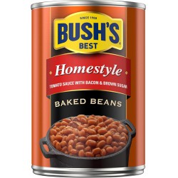 NEW BBD: JUNE/2025 Bush's Best Homestyle Baked Beans, Bacon & Brown Sugar, High Fibre, Excellent Source of Protein, 398 mL