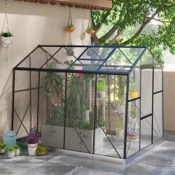 NEW Outsunny 6' x 8' Walk-in Polycarbonate Greenhouse Aluminium Green House with Sliding Door, 5-Level Roof Vent, Rain Gutter