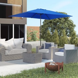 NEW Outsunny 6.5x10ft Patio Umbrella, Rectangle Market Umbrella with Aluminum Frame and Crank Handle, Garden Parasol Outdoor Sunshade Canopy, Dark Blue