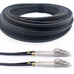 NEW Elfcam 50M Outdoor and Indoor Shielded Armored Fiber Optic Cable LC/UPC to LC/UPC OS2 Singlemode Duplex 9/125μm LSZH, Black 20 Meters