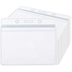 NEW 50 PCS Badge Holder 4 X 5, Plastic Horizontal Name Tag Clear Waterproof Plastic Badge ID Card Holders Plastic Card Holders for Multiple Cards