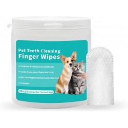 NEW Pet Teeth Cleaning Finger Wipes, Remove Bad Breath by Removing Plaque and Tartar Buildup No-Rinse Dog Finger Toothbrush, Disposable Gentle Cleaning & Gum Care Pet Wipes, 50 Counts