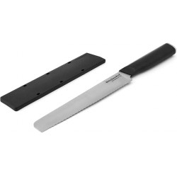 NEW KitchenAid Classic Serrated Bread Knife with Custom-Fit Blade Cover, 8-inch, Sharp Kitchen Knife, High-Carbon Japanese Stainless Steel Blade, Black