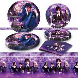 NEW Wednesday New Addams Party Supplies, 20 Plates, 20 Napkins and 1 Tablecover
