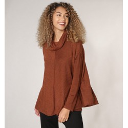 NEW S/M Kim & Co. Short Sleeve Soft Touch Cowl Neck Poncho Top