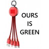 NEW (OURS IS GREEN) SMART ACCESSORIES Multi Charging Cable, Keychain LED USB Cable - 3 in 1 Fast Charging Universal Portable Adapter for Mobile and Electronic Devices - 3.0A - 15CM