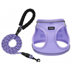 NEW SMALL PUKAKO Puppy Harness and Leash Set, Step-in Small Size Harness with Soft Mesh and Reflective Bands for Extra-Small/Small Dogs, Lavender