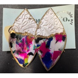 NEW CORA&CO WEARABLE ART - HANDMADE EARRINGS MADE FROM POLYMER CLAY AND RESIN
