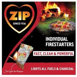 NEW 13/PACK ZIP Firestarters Individually Wrapped Lights All Fuels & Charcoal Safe, Odorless, Convenient