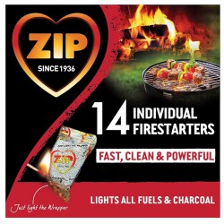 NEW 14/PACK ZIP Firestarters Individually Wrapped Lights All Fuels & Charcoal Safe, Odorless, Convenient