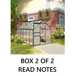 NEW - AS-IS) BOX 2 OF 2 - READ NOTES  Outsunny 6' x 12' x 6.5' Polycarbonate Greenhouse, Walk-in Green House with Adjustable Roof Vent Galvanized Base Sliding Door Rain Gutter for Outdoor Garden Backyard, Green