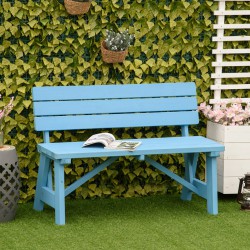 NEW Outsunny Wooden Garden Bench for Outdoor, 2-person Patio Bench, Loveseat Furniture for Lawn, Deck, Yard, Porch and Entryway, Blue