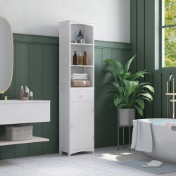 NEW HOMCOM Tall Wooden Bathroom Cabinet Storage Organizer Kitchen Bedroom Decorative