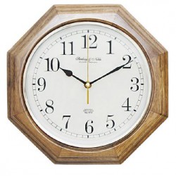NEW Mainstays 11.5 Wood Octagon Clock Brown