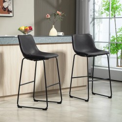 NEW HOMCOM Bar Height Bar Stools Set of 2, Vintage PU Leather Bar Chairs, Kitchen Stools with Footrest for Home Bar, Dark Brown