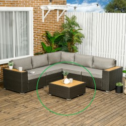 NEW Outsunny Outdoor Rattan Patio Furniture Wood-Plastic Coffee Table
