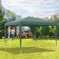 HANDLED Outsunny 10x10ft Party Tent Portable Gazebo, Folding Garden Canopy Event Shelter Outdoor Sunshade Green