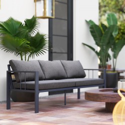 NEW Outsunny 3-Seat Aluminum Outdoor Couch Patio Sofa with Cushions, Wide Seat, Armrests for Garden, Backyard, Balcony, Dark Grey