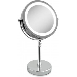 NEW Magnifying Mirror with Light 10x Tabletop Magnify 7-Inch LED Makeup Mirror Double-Sided, Lighted 1x or 10x Magnification Mirror