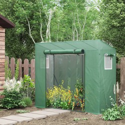NEW Outsunny 6.6' x 2.5' x 5.5' Patio Hot House, Walk-in Garden Greenhouse with Steel Frame, Door, Window for Balcony, Patio, Green