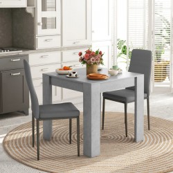NEW HOMCOM Dining Table Set for 2, Square Kitchen Table and Chairs, Faux Cement Dining Room Table and PU Leather Upholstered Chairs