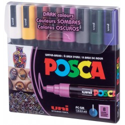 NEW POSCA 8-Color PC-5M Medium Dark Colours Set
