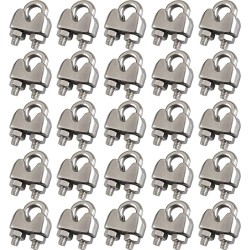 NEW URBEST 20PCS M3 Stainless Steel Wire Rope Cable Clip Clamp 1/8
