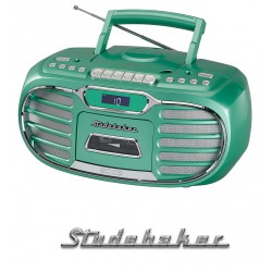 NEW Studebaker Retro Edge Bluetooth Boombox with CD, Cassette, AM/FM Stereo Radio