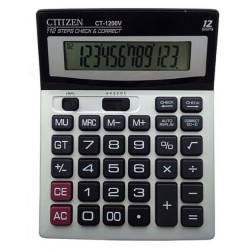 NEW CTTTZEN CT1200V Basic Battery Solar Large Display Big Desktop Calculator 12 Digits 112 Step Check Correct