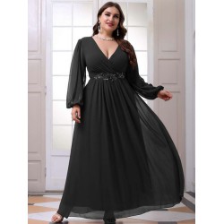 NEW 1XL Plus Contrast Sequin Floral Applique Wrap Chiffon Dress