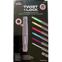 NEW Susan Bates Twist + Lock Deluxe Interchangeable Crochet Hook Set-Sizes F5/3.75mm to K10.5/6.5mm