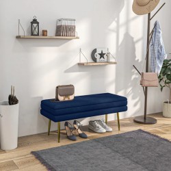 NEW HOMCOM End of Bed Bench, Velvet-feel Upholstered Bench with Thick Padded Seat and Steel Legs, Modern Bedroom Bench, Dark Blue