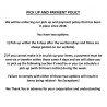PICK UP AND PAYMENT POLICY