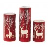 NEW Holiday Memories Lighted Glass Holiday Design Luminaries (set of 3) Red