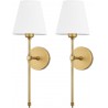 NEW Bsmathom Wall Sconces Sets of 2, Classic Brushed Brass Sconces Wall Lighting, Hardwired Bathroom Vanity Light Fixture with Fabric Shade for Bedroom Living Room Hallway Kitchen, Gold