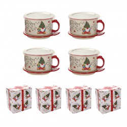 NEW temp-tations 25oz. Mug Meals with Stoneware Lid-its and Plastic Storage Covers (Set of 4)