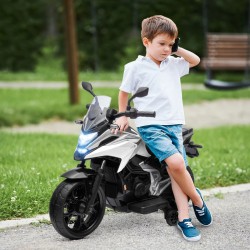 USED Qaba Honda Licensed 12V Ride on Motorbike for Kids with Headlights Music Training Wheels, for 3-6 Years, White