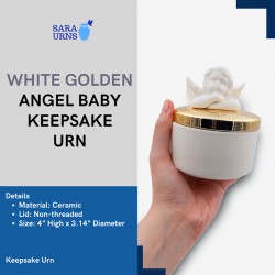 NEW [Sara Urns PH] White Golden Angel Baby Keepsake Urn Ceramic Mini Urn Cremation Ashes Jar Funeral