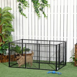 NEW PawHut 6 Panel Dog Playpen Dog Pen Metal Pet Fence for Outside Indoor, Adjustable Width, Heavy Duty Steel Frame, 32.5-59W x 24D x 24''H Black