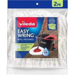 NEW Vileda EasyWring Mop Head Refill (Pack of 2) | Machine Washable & Reusable Mop Refills | Spin Mop Replacement Head | Safe and Effective on All Floor Types | Use for Mopping or Dusting